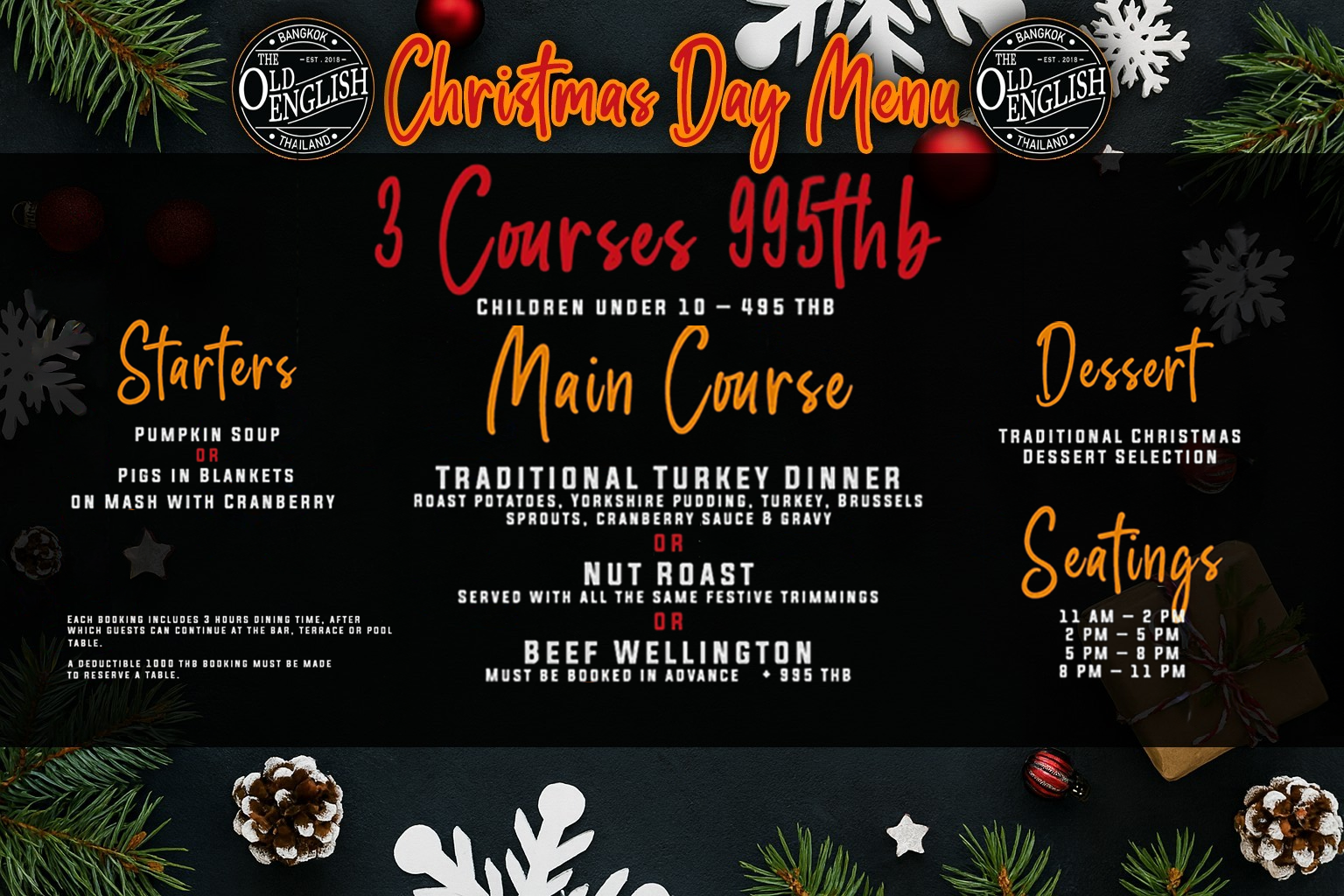 Christmas Dinner menu for 2025